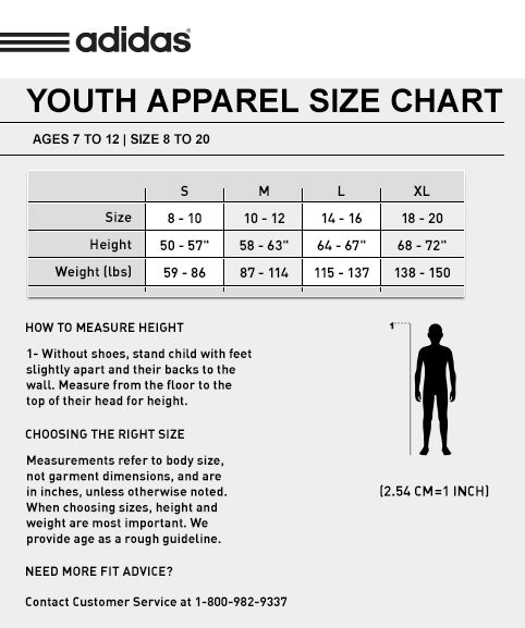 youth adidas pants size chart
